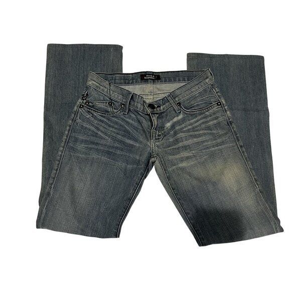 Rock & Republic Womens Distressed Straight-Leg Jeans Size 27 Blue Denim - Picture 1 of 10